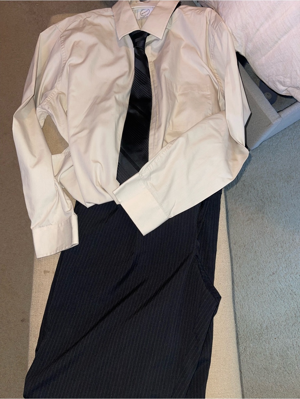 3 piece set - Claiborne Black Pinstripe Dress Pants with Black Tie & dress shirt
